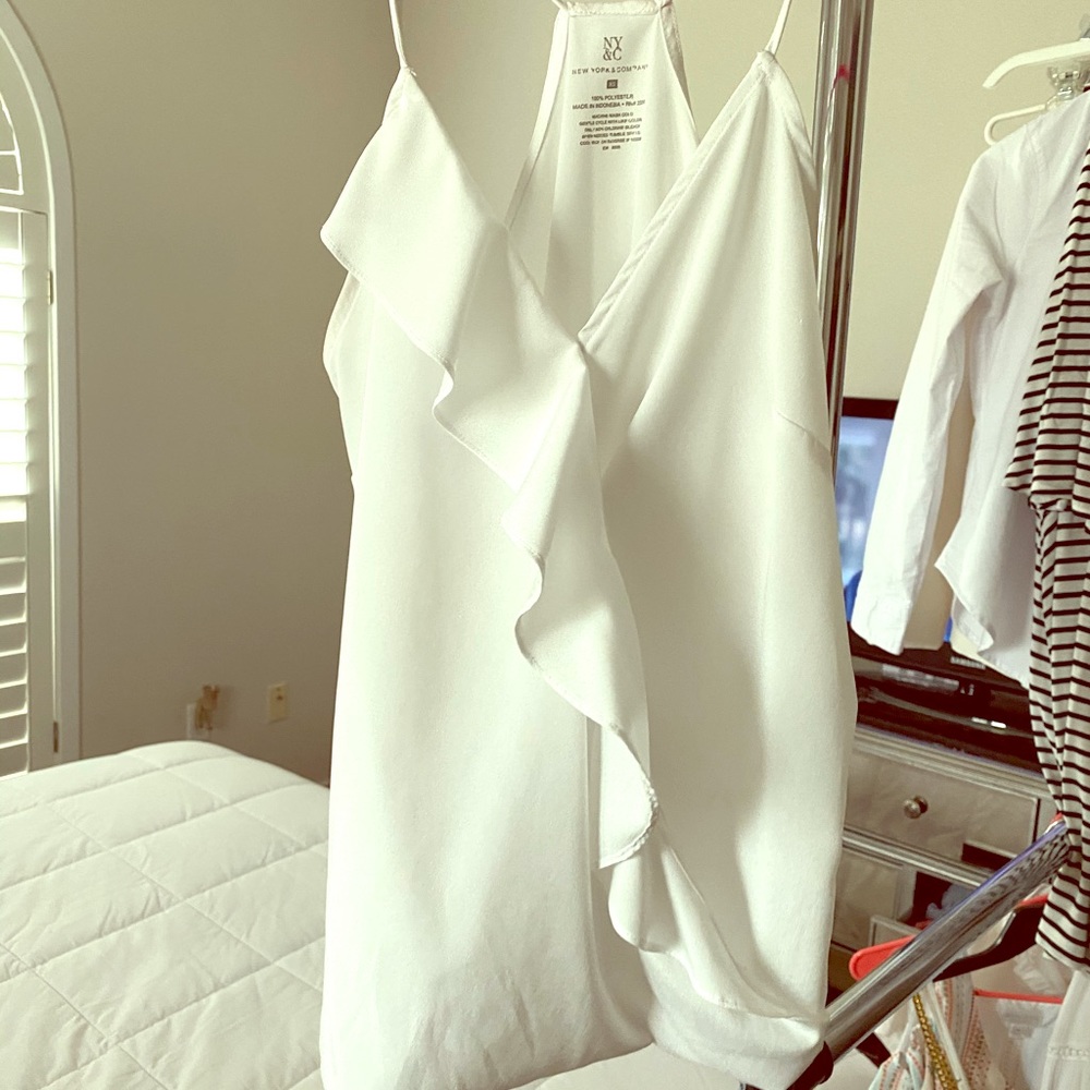 Faux wrap white tank top